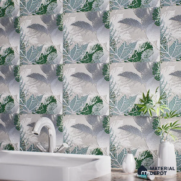 Floral Wall Tile TL 07248 Plana 8001 GLM (Silver) 1 ft x 1 ft Ceramic Matte Finish - 9 mm  | 2 mm Spacer is Mandatory | Please Expect a Slight Variation of Pattern (Sample)